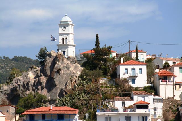 Poros Island - The famous clock tower of Poros town